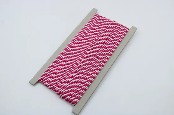 Fuchsia Pink and White 2-Ply Twisted Macrame Cord