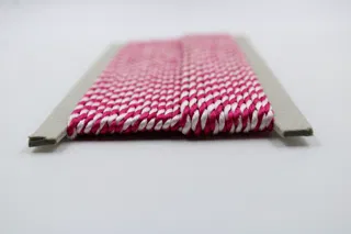 Fuchsia Pink and White 2-Ply Twisted Macrame Cord sample, design MT-C7449F14, view 3