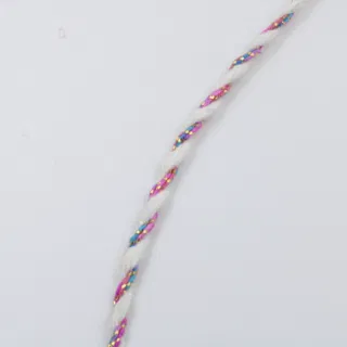 White and Rainbow Metallic 2-Ply Twisted Macrame Cord sample, design MT-16130C9E, view 6