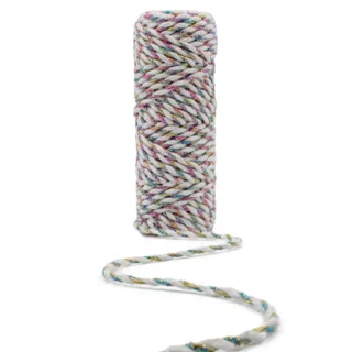 White and Rainbow Metallic 2-Ply Twisted Macrame Cord sample, design MT-16130C9E, view 8