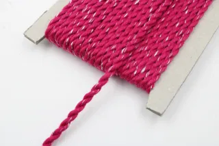 Rani Pink and Silver Metallic 2-Ply Twisted Macrame Cord sample, design MT-33448C4A, view 5