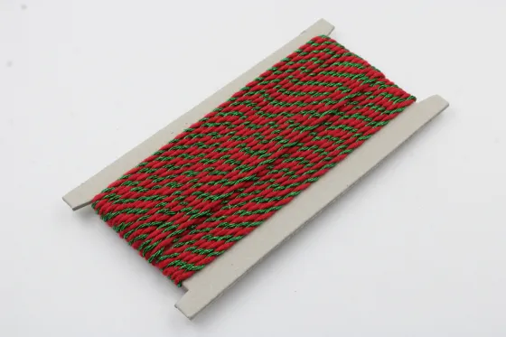 Red and Green Metallic 2-Ply Twisted Macrame Cord