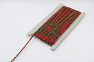 Red and Green Metallic 2-Ply Twisted Macrame Cord sample, design MT-3EEACA94, view 3