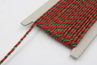 Red and Green Metallic 2-Ply Twisted Macrame Cord sample, design MT-3EEACA94, view 4
