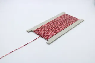 Red and Silver Metallic 2-Ply Twisted Macrame Cord sample, design MT-7334FE19, view 5