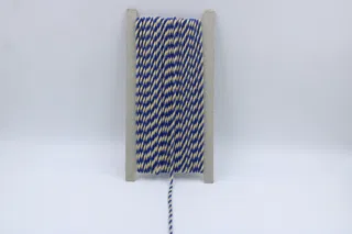 Royal Blue and Off-White 2-Ply Twisted Macrame Cord sample, design MT-96ACF401, view 6
