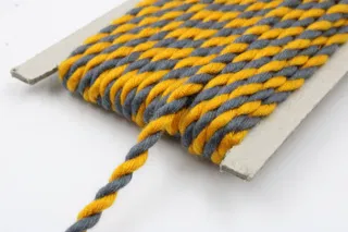 Mustard Yellow and Grey 2-Ply Twisted Macrame Cord sample, design MT-BD9D4BE1, view 3