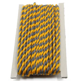 Mustard Yellow and Grey 2-Ply Twisted Macrame Cord sample, design MT-BD9D4BE1, view 7