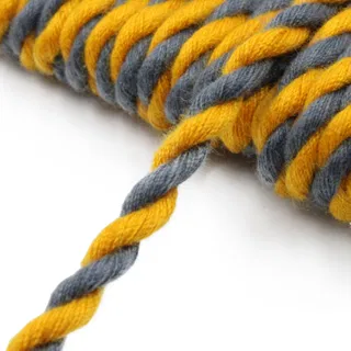 Mustard Yellow and Grey 2-Ply Twisted Macrame Cord sample, design MT-BD9D4BE1, view 8