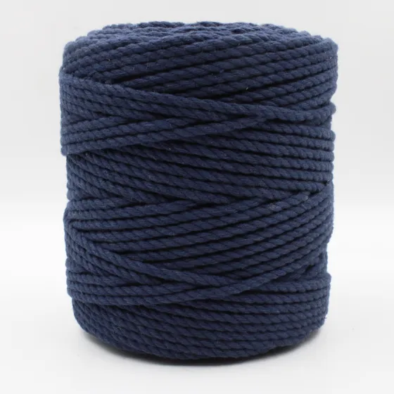 Dark Blue 3-Ply Twisted Macrame Cord, Navy Tone