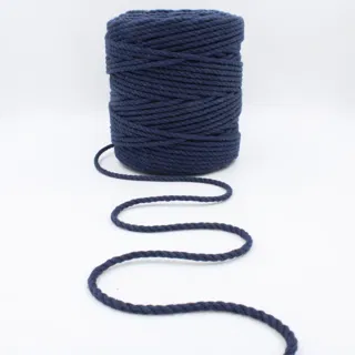 Dark Blue 3-Ply Twisted Macrame Cord, Navy Tone sample, design MT-A7F1BD7A, view 2