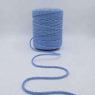 Light Blue 3-Ply Twisted Macrame Cord, Cornflower Tone sample, design MT-7E122BA6, view 2