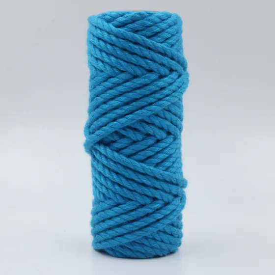 Real Blue 3-Ply Twisted Macrame Cord, Turquoise Tone