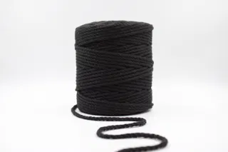 Black 3-Ply Twisted Macrame Cord sample, design MT-01CE8DE9, view 2