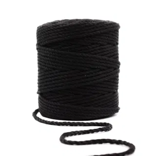 Black 3-Ply Twisted Macrame Cord sample, design MT-01CE8DE9, view 6