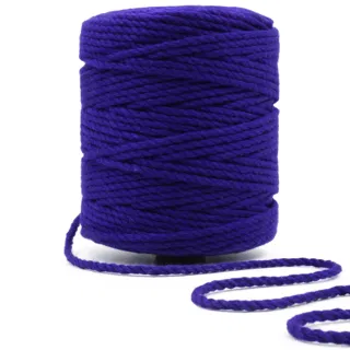 Dark Indigo Blue 3-Ply Twisted Macrame Cord sample, design MT-C57AB061, view 6