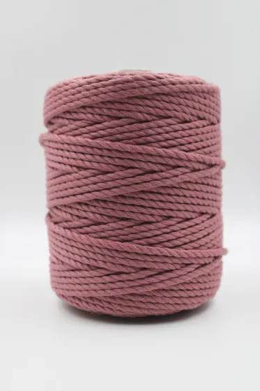 Dark Dusty Pink 3-Ply Twisted Macrame Cord