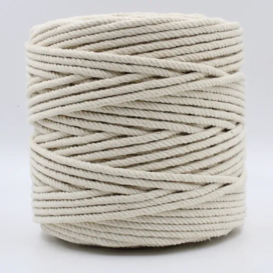 Off White 3-Ply Twisted Macrame Cord, Wide Spool