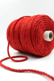 Bright Red 3-Ply Twisted Macrame Cord sample, design MT-C6F7F9CB, view 2