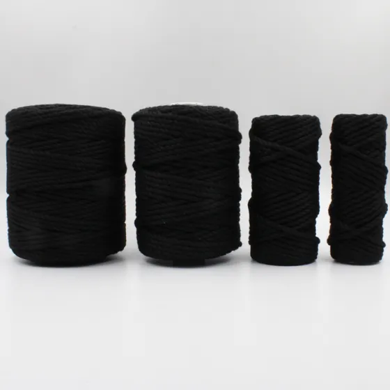 Black 3-Ply Twisted Macrame Cord, Set of 4 Spools