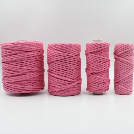 Bubble Gum Pink 3-Ply Twisted Macrame Cord, Set of 4 Spools