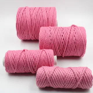 Bubble Gum Pink 3-Ply Twisted Macrame Cord, Set of 4 Spools sample, design MT-68909F48, view 2