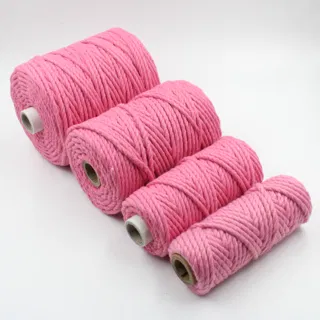 Bubble Gum Pink 3-Ply Twisted Macrame Cord, Set of 4 Spools sample, design MT-68909F48, view 3