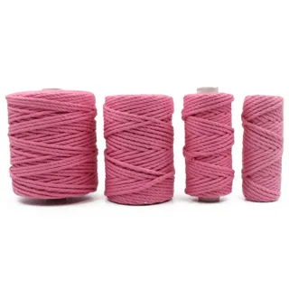 Bubble Gum Pink 3-Ply Twisted Macrame Cord, Set of 4 Spools sample, design MT-68909F48, view 4