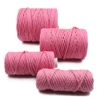 Bubble Gum Pink 3-Ply Twisted Macrame Cord, Set of 4 Spools sample, design MT-68909F48, view 5
