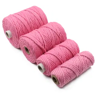 Bubble Gum Pink 3-Ply Twisted Macrame Cord, Set of 4 Spools sample, design MT-68909F48, view 6