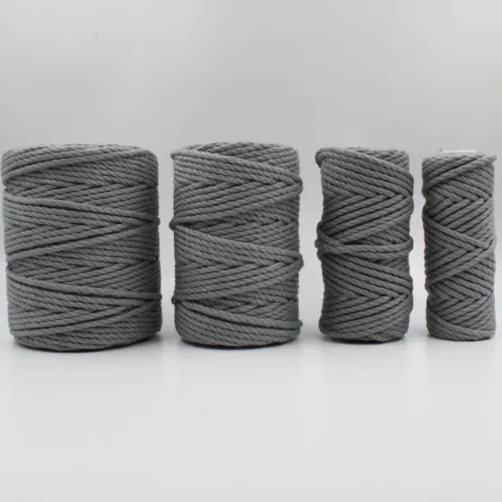 Mid Grey 3-Ply Twisted Macrame Cord, Set of 4 Spools