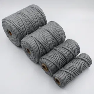 Mid Grey 3-Ply Twisted Macrame Cord, Set of 4 Spools sample, design MT-82C76928, view 3