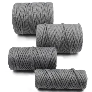 Mid Grey 3-Ply Twisted Macrame Cord, Set of 4 Spools sample, design MT-82C76928, view 5