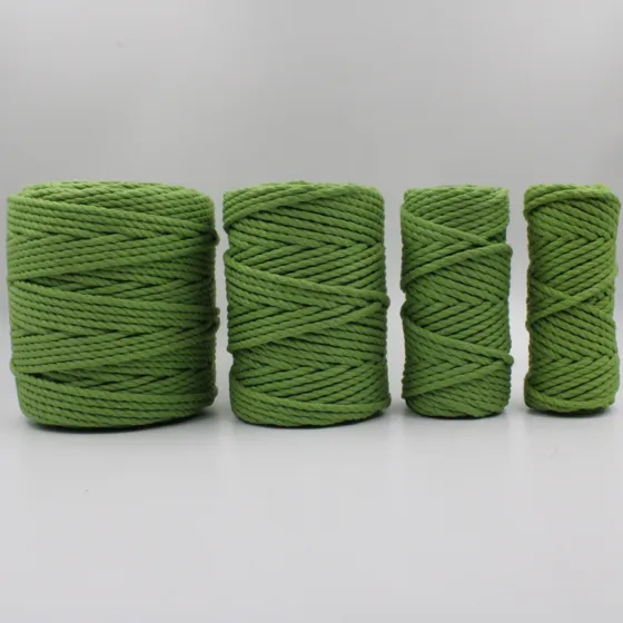 Mid Leaf Green 3-Ply Twisted Macrame Cord, Set of 4 Spools