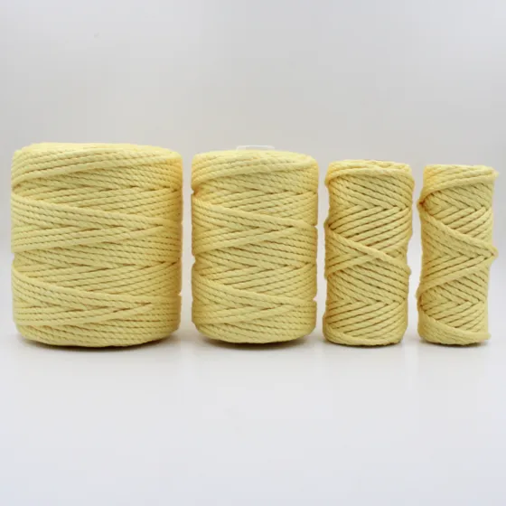 Pale Lemon Yellow 3-Ply Twisted Macrame Cord, Set of 4 Spools