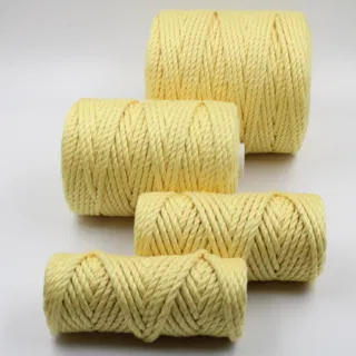 Pale Lemon Yellow 3-Ply Twisted Macrame Cord, Set of 4 Spools sample, design MT-2E47BA24, view 2