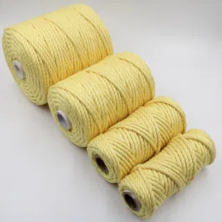 Pale Lemon Yellow 3-Ply Twisted Macrame Cord, Set of 4 Spools sample, design MT-2E47BA24, view 3