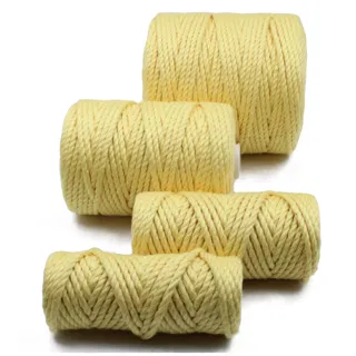 Pale Lemon Yellow 3-Ply Twisted Macrame Cord, Set of 4 Spools sample, design MT-2E47BA24, view 5