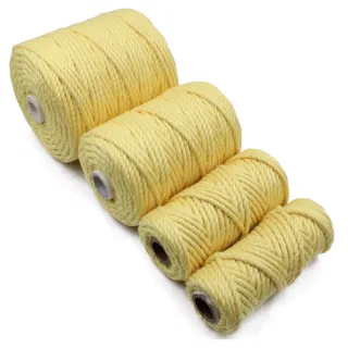 Pale Lemon Yellow 3-Ply Twisted Macrame Cord, Set of 4 Spools sample, design MT-2E47BA24, view 6