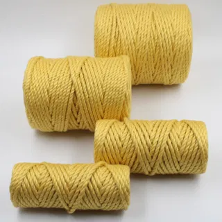 Golden Mustard Yellow 3-Ply Twisted Macrame Cord, Set of 4 Spools sample, design MT-6E5AE274, view 2