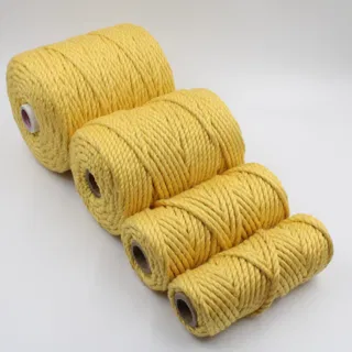 Golden Mustard Yellow 3-Ply Twisted Macrame Cord, Set of 4 Spools sample, design MT-6E5AE274, view 3