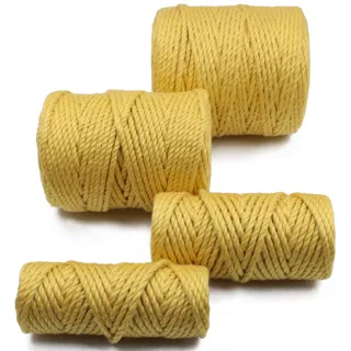 Golden Mustard Yellow 3-Ply Twisted Macrame Cord, Set of 4 Spools sample, design MT-6E5AE274, view 5