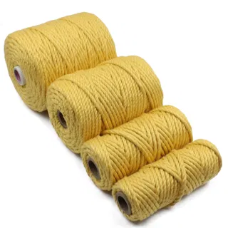 Golden Mustard Yellow 3-Ply Twisted Macrame Cord, Set of 4 Spools sample, design MT-6E5AE274, view 6