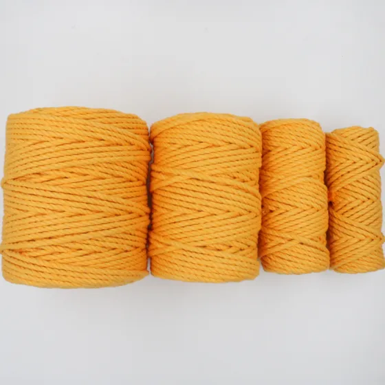 Mango Yellow 3-Ply Twisted Macrame Cord, Set of 4 Spools