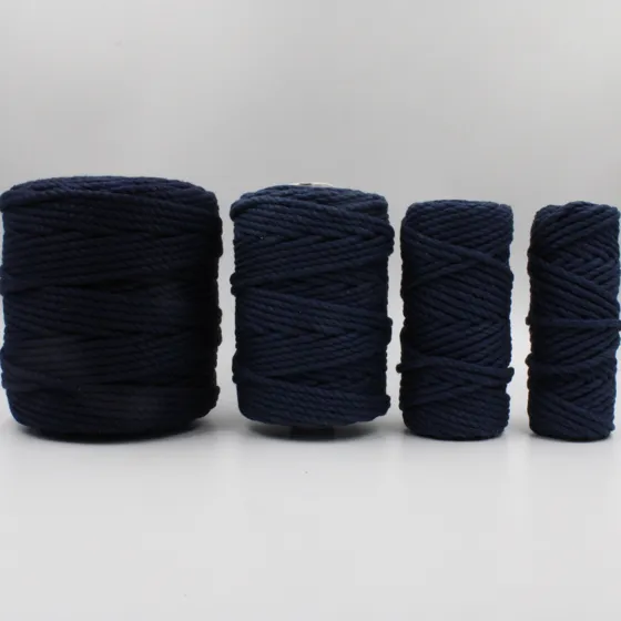 Navy Blue 3-Ply Twisted Macrame Cord, Set of 4 Spools