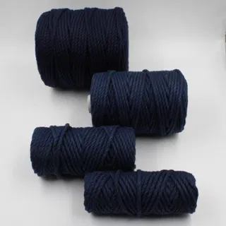 Navy Blue 3-Ply Twisted Macrame Cord, Set of 4 Spools sample, design MT-3CA6F142, view 2