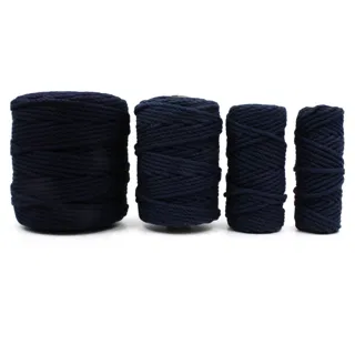 Navy Blue 3-Ply Twisted Macrame Cord, Set of 4 Spools sample, design MT-3CA6F142, view 4