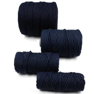 Navy Blue 3-Ply Twisted Macrame Cord, Set of 4 Spools sample, design MT-3CA6F142, view 5