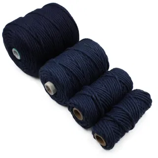 Navy Blue 3-Ply Twisted Macrame Cord, Set of 4 Spools sample, design MT-3CA6F142, view 6