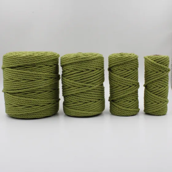 Olive Green 3-Ply Twisted Macrame Cord, Set of 4 Spools